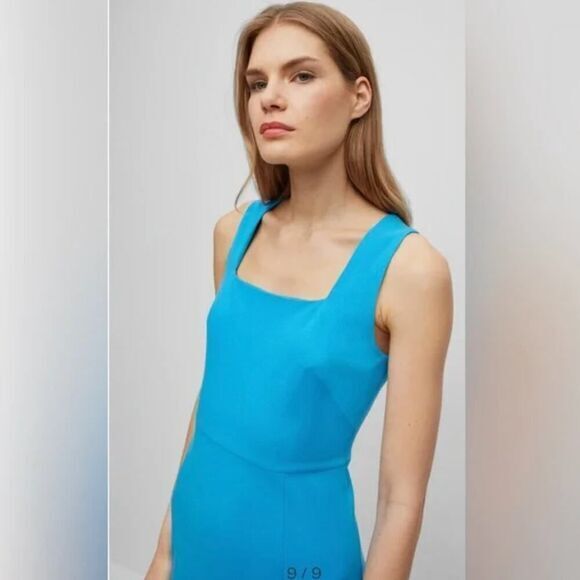 New! BOSS Domeja Square Neck Sheath Dress in Brilliant Blue, US size 10 - Picture 3 of 16